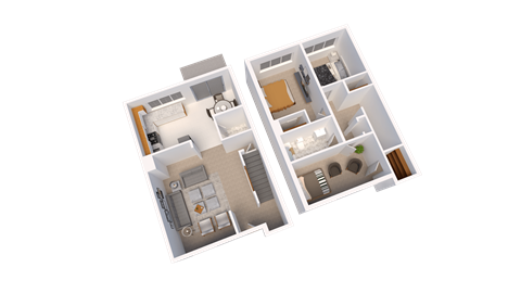 3 Bed 1.5 Bath 1,080 Sq.Ft. Floor Plan at Arbor Pointe Townhomes, Battle Creek, Michigan